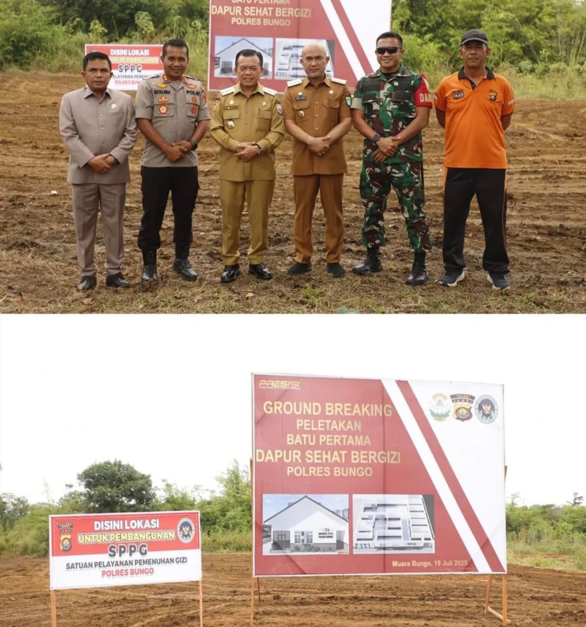 GROUND BREAKING PELETAKAN BATU PERTAMA DAPUR SEHAT BERGIZI POLRES BUNGO OLEH GUBERNUR JAMBI