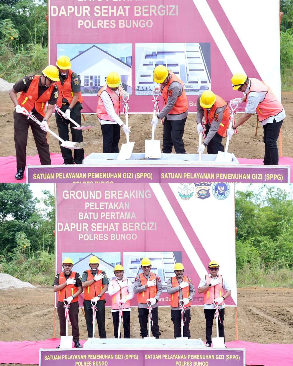 GROUND BREAKING PELETAKAN BATU PERTAMA DAPUR SEHAT BERGIZI POLRES BUNGO OLEH KAPOLDA JAMBI