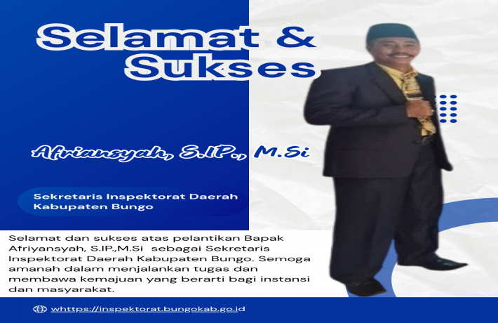 Selamat dan sukses atas pelantikan Bapak Afriansyah, S.IP.,M.Si